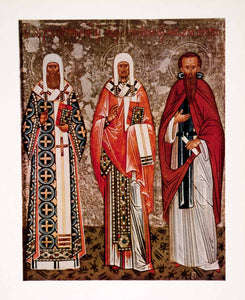 1963 Print Metropolitan Kiev Saints Peter Theodosius Caves Pert Leontij XAM6