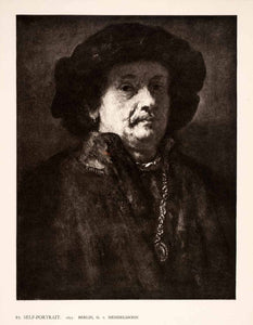 1942 Photogravure Artist Rembrandt Dutch Painter Self Portrait