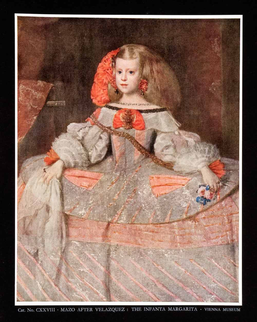 1943 Tipped-In Print Diego Velazquez Moza Velazquez Infanta Margarita Dress XAM9 - Period Paper
