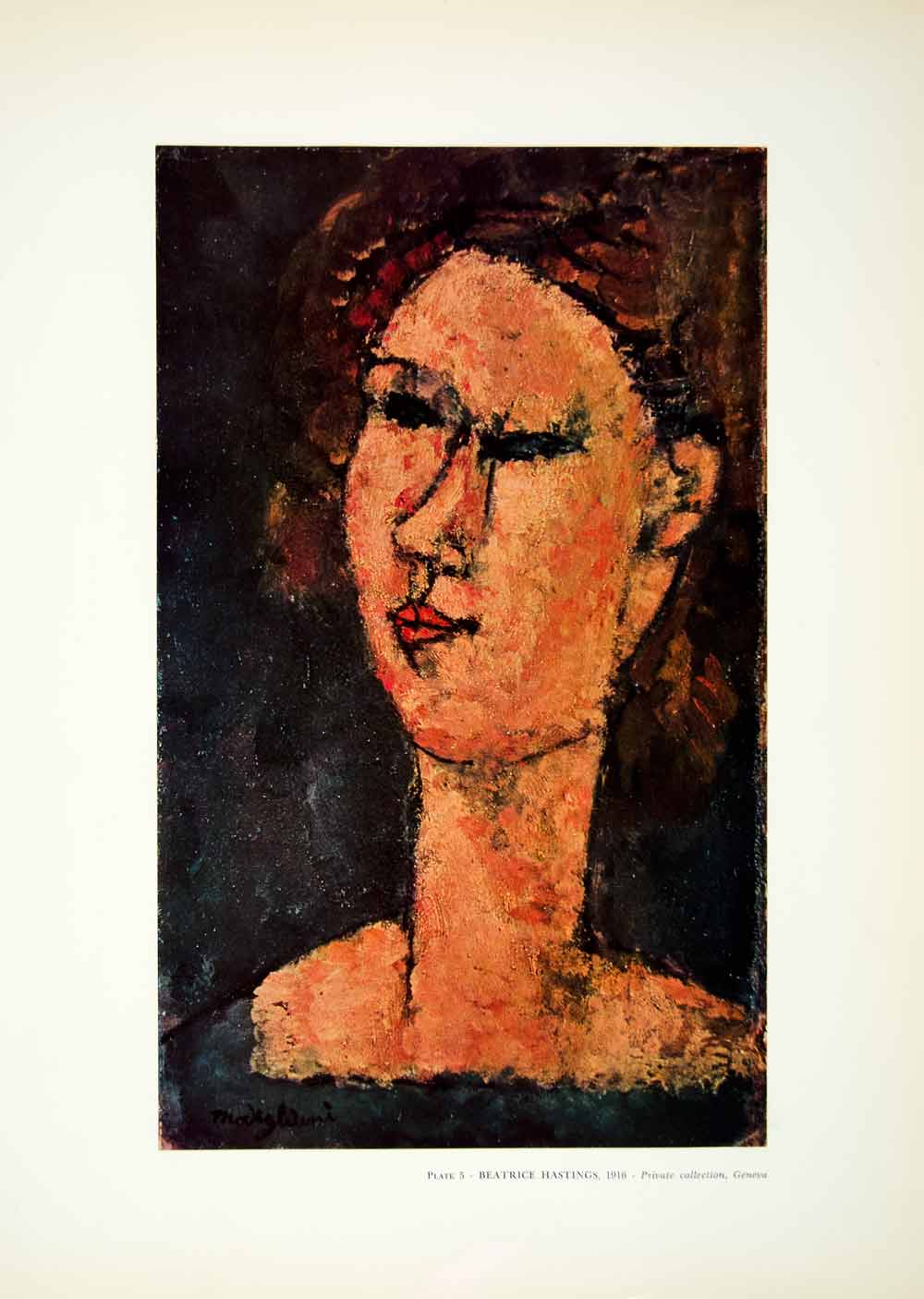 1959 Print Beatrice Hastings Amedeo Modigliani Portrait Woman XAMA1