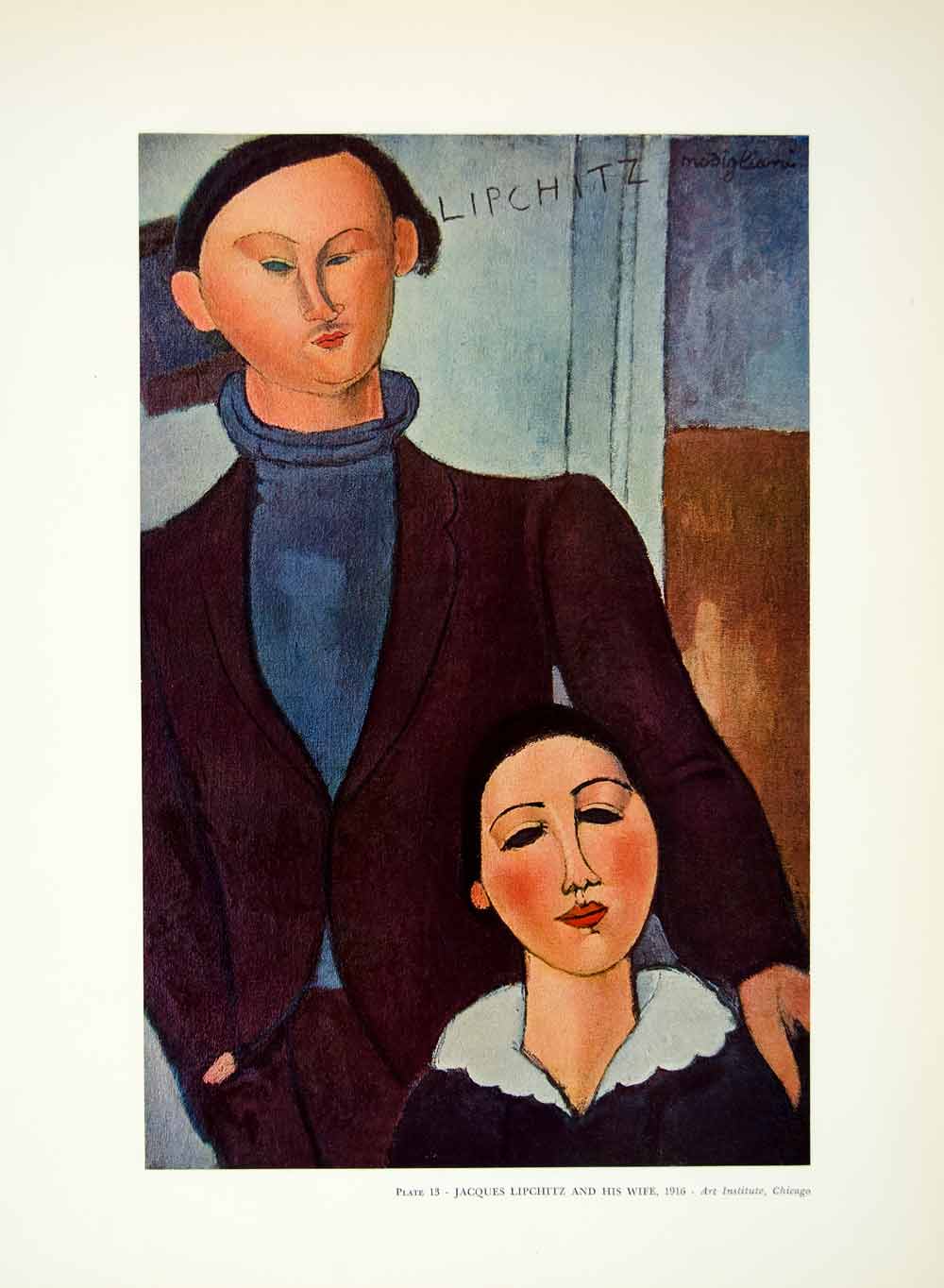 1959 Print Jacques Lipchitz Wife Portrait Fashion Amedeo Modigliani Love XAMA1