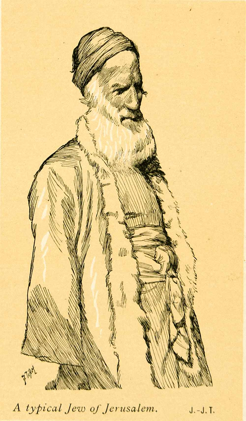 1899 Print James Tissot Art Jewish Man Middle East Portrait Pose Costume XAMA2