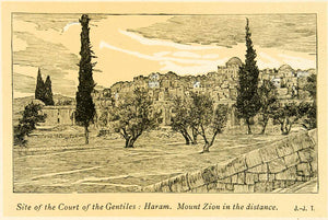 1899 Print James Tissot Art Mt Zion Court Gentiles Haram Jerusalem Israel XAMA2