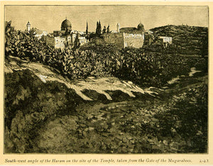 1899 Print James Tissot Art Haram Jerusalem Israel Temple Mount Gate XAMA2