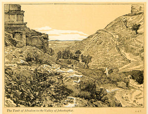 1899 Print James Tissot Art Tomb Absalom Valley Josaphat Israel Holy Land XAMA2