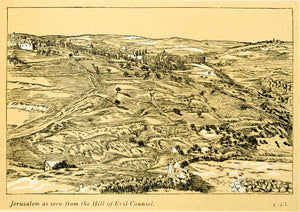 1899 Print James Tissot Jerusalem Israel Landscape Hill Abu Tor Hinnom XAMA2
