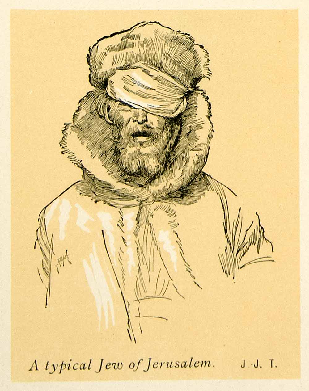 1899 Print James Tissot Art Blind Jew Man Portrait Pose Ethnic Jerusalem XAMA2