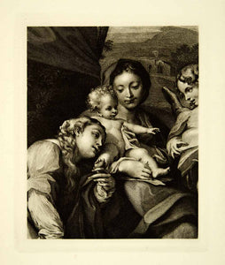 1894 Heliogravure Madonna of St. Jerome Il Giorno Correggio Virgin Baby XAMA6