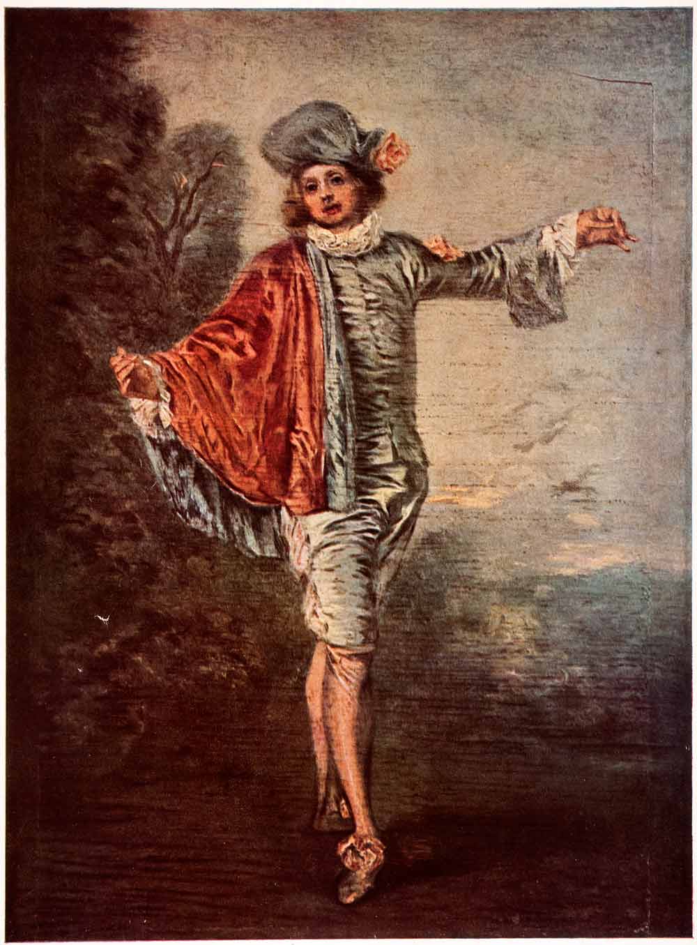 1951 Print L'Indifferent Jean Antoine Watteau Art Painting Baroque Style XAN4