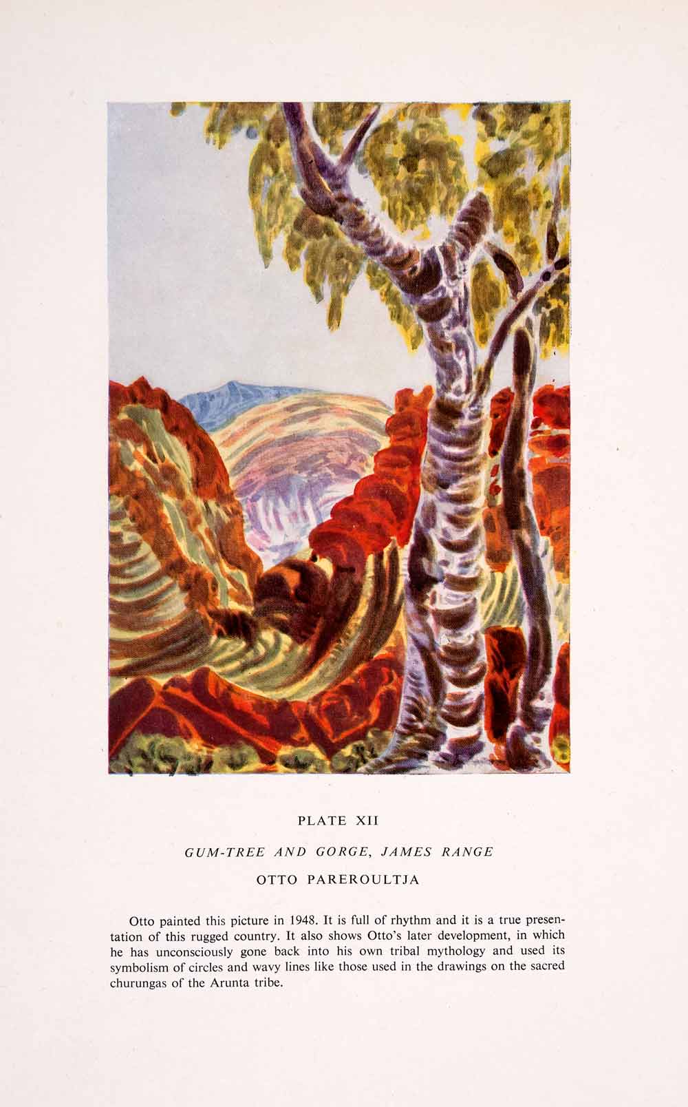 1952 Color Print Otto Pareroultja Artwork Gum Tree James Range Gorge XAN5