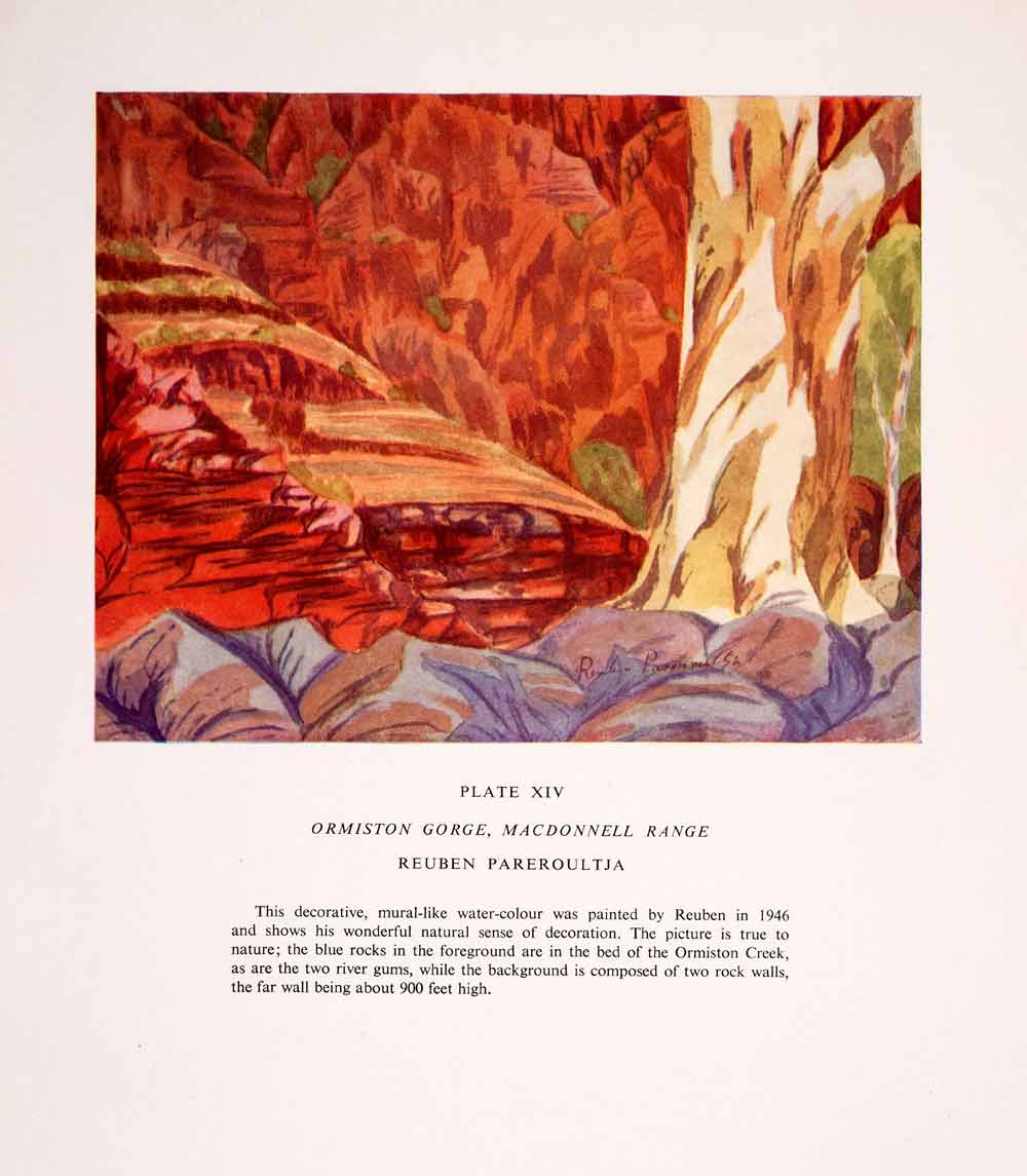 1952 Color Print R. Pareroultja Art Ormiston Gorge MacDonnell Range XAN5