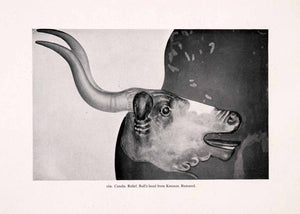 1929 Halftone Print Bull Head Fresco Art Crete Minoan Knossos Beast Horns XAN6
