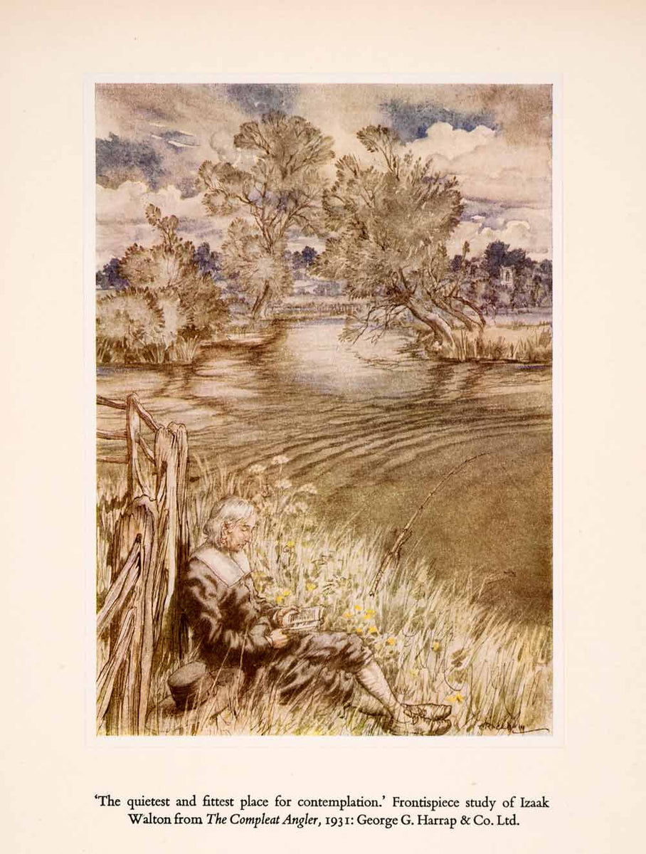 1960 Tipped-In Print Arthur Rackham Art Izaak Walton Compleat Angler X ...