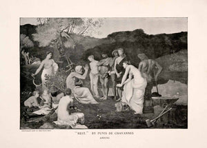 1896 Halftone Print PIerre Puvis De Chavannes Rest Nude Myth Utopia French XAN9