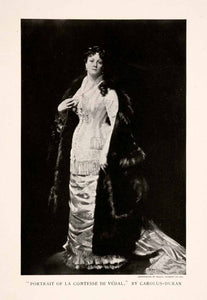 1896 Halftone Print Carolus-Duran Portrait Comtesse de Vedal Costume French XAN9