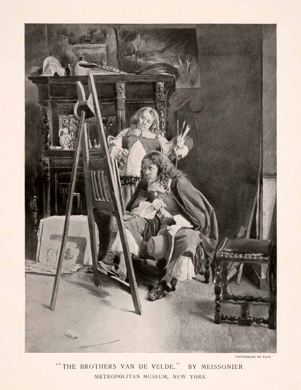 1896 Halftone Print Meissonier Brothers Van De Velde Artist Painting Studio XAN9
