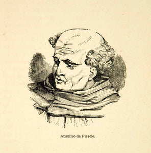 1858 Print Fra Giovanni da Fiesole Angelico Portrait Italian Renaissance XANA7