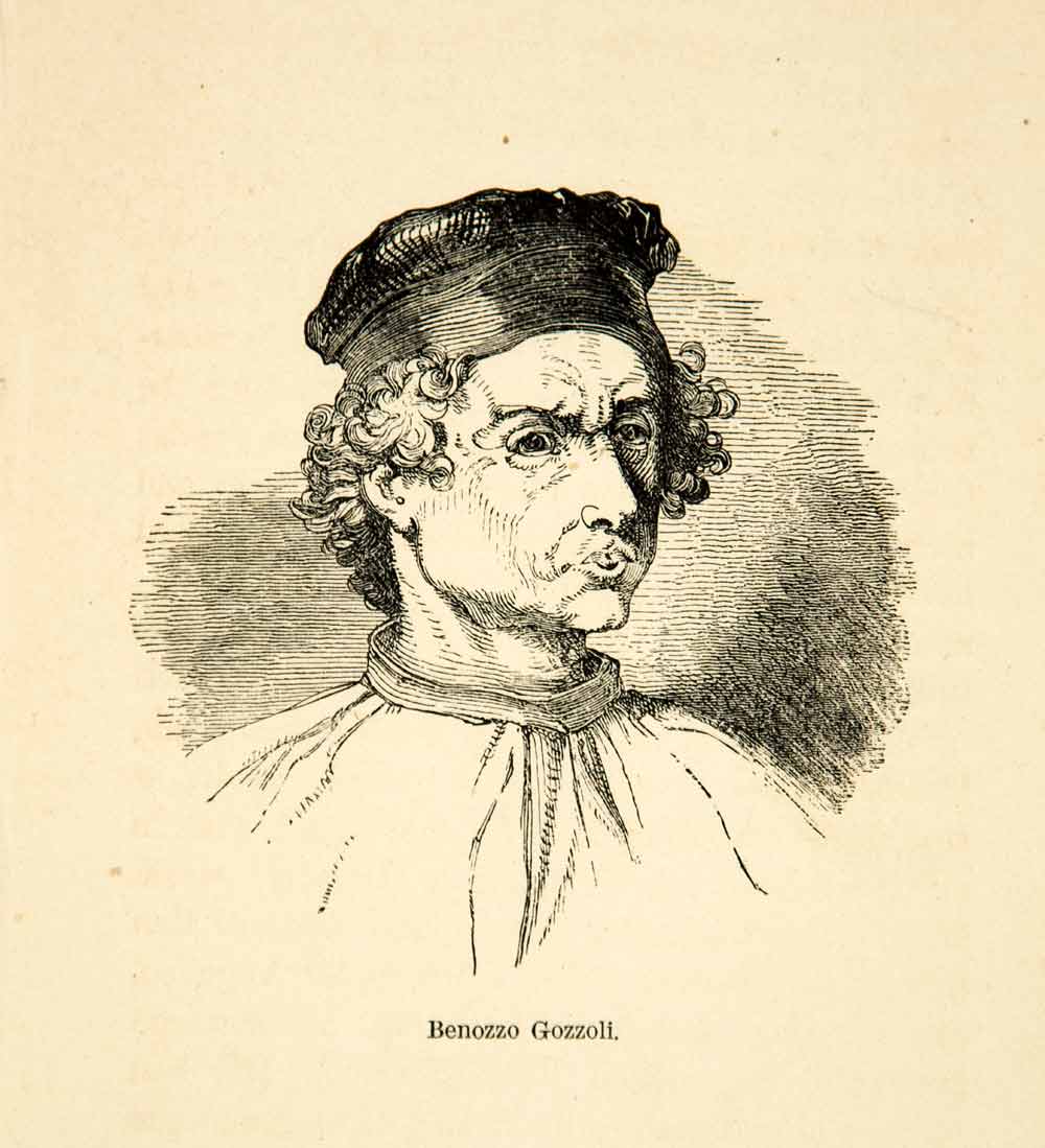 1858 Print Benozzo Gozzoli Di Lese Portrait Italian Renaissance Painter XANA7