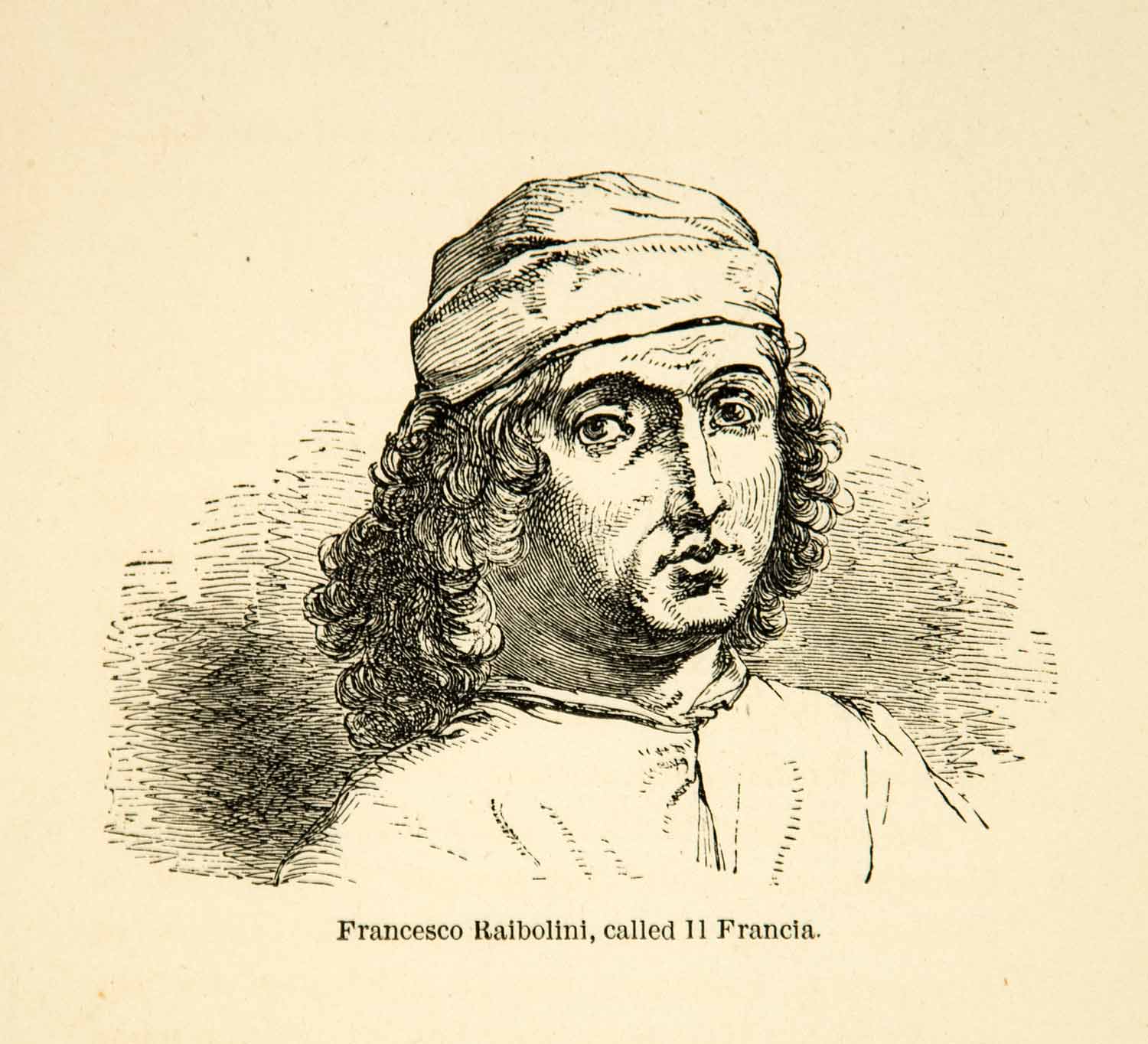 1858 Print Francesco Raibolini Portrait Italian Renaissance Painter Artist XANA7