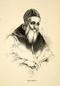 1858 Print Raphael Pope Julius II Renaissance Art Portrait Roman Catholic XANA7