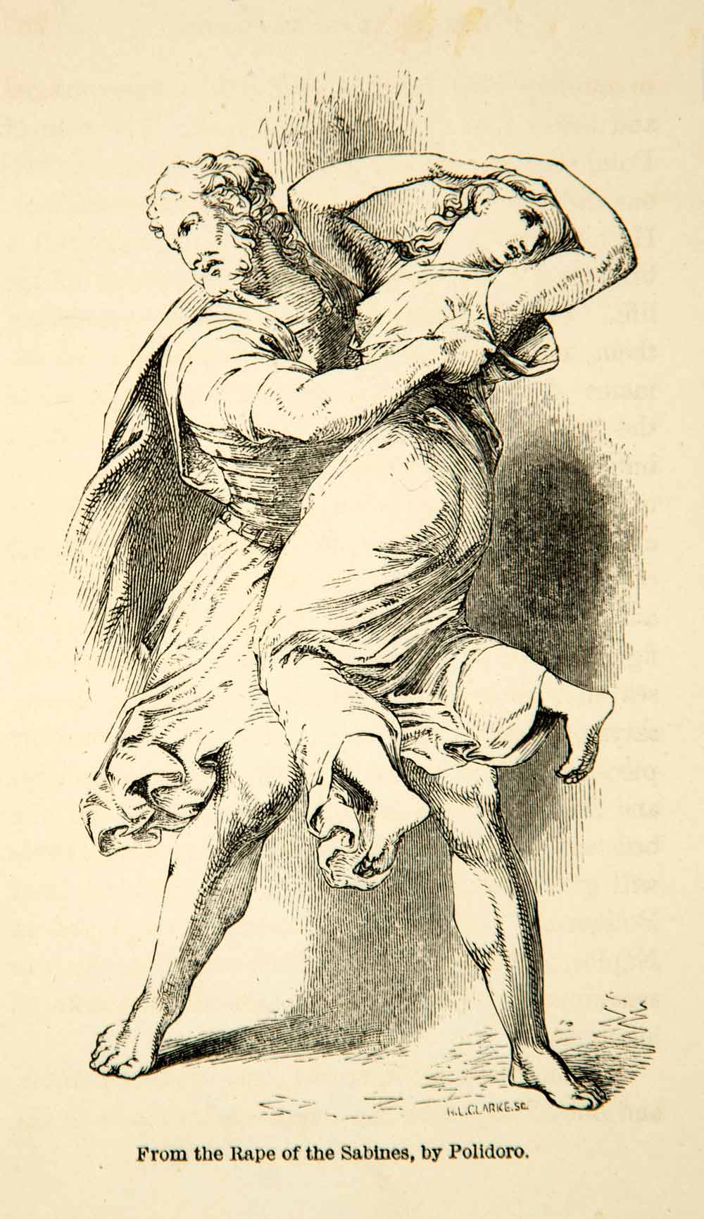 1858 Print Polidoro Da Caravaggio Caldara Rape Sabines Renaissance XANA7