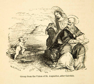 1858 Print Benvenuto Tisi Garofalo Vision Saint Augustine Renaissance Art XANA7