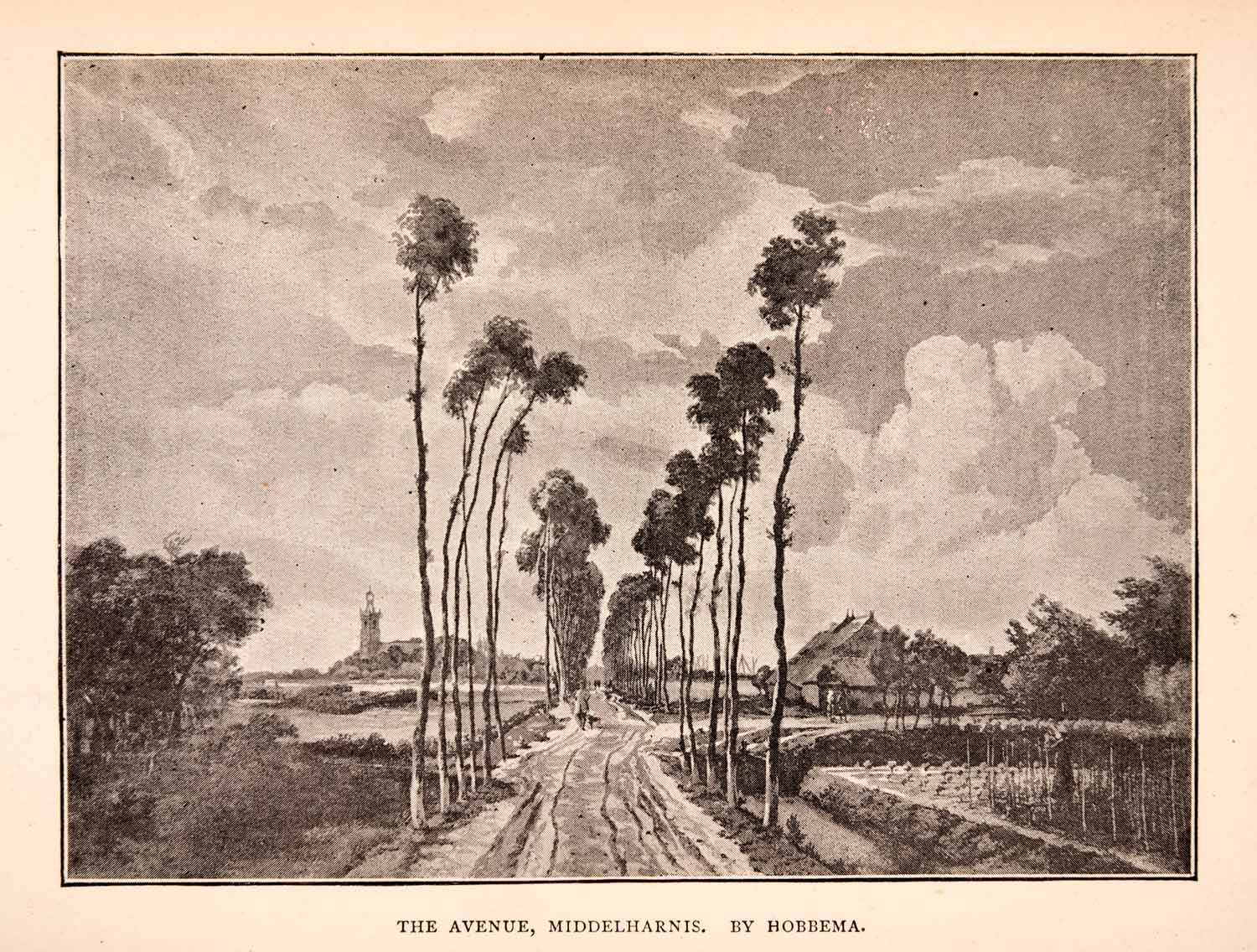 1891 Halftone Print Avenue Middelharnis Meindert Hobbema Landscape Road XAO3