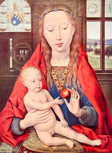 1950 Photolithograph Hans Memling La Vierge A La Pomme Virgin Mary Apple XAOA5