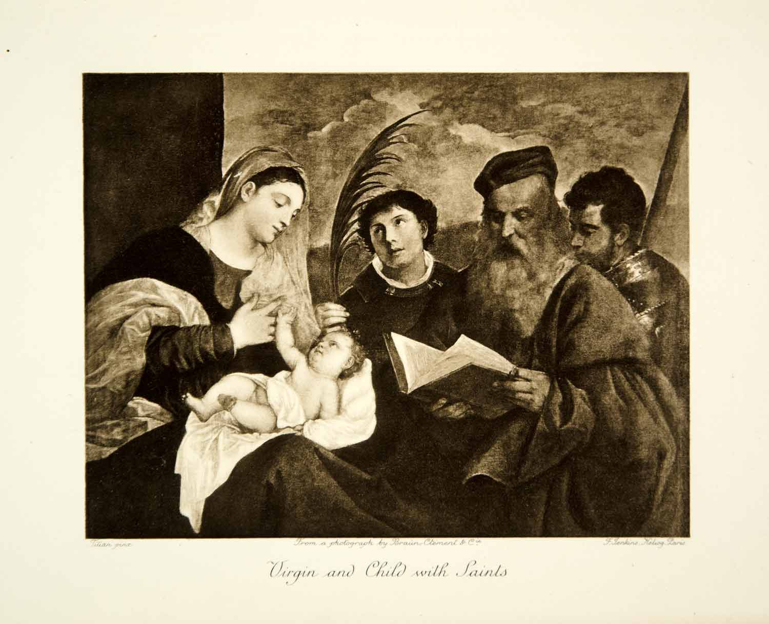 1897 Photogravure Virgin Child Saint Titian Religious John Palm Martyr XAOA7