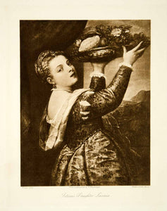 1898 Photogravure Titian Daughter Lavinia Portrait Fruit Dress Renaissance XAOA8