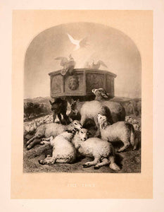1876 Heliogravure Sir Edwin Landseer Wildlife Art Sheep Religious Worship XAP1