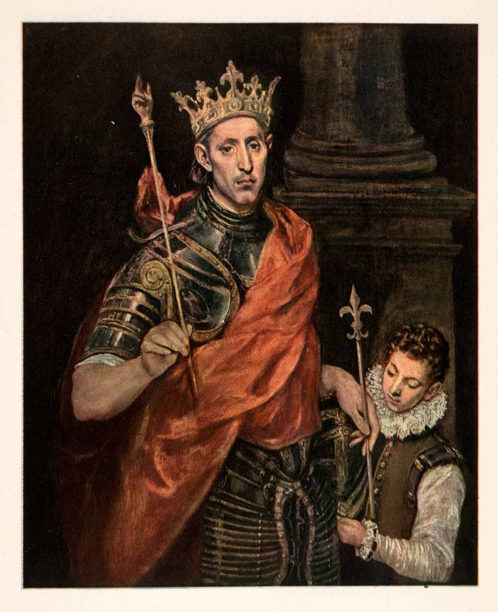 1937 Photolithograph Painting Saint Louis Ferdinand Castile Greco Toledo XAP6