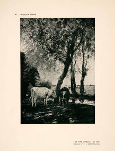 1907 Halftone Print Cattle Grazing Tree Shade Agriculture Ranch Art Dutch XAP7
