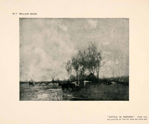 1907 Halftone Print Cattle Pasture Herd Farm Trees Art Dutch Ranch XAP7