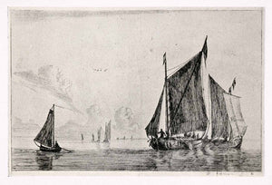 1914 Halftone Print Sea Piece Reynier Zeeman Nooms Sail Water Fishing XAP8