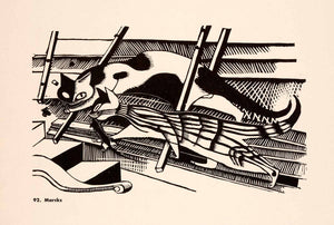 1957 Offset Lithograph Gerhard Marcks Cat Mouse Hunt German Expressionism XAP9