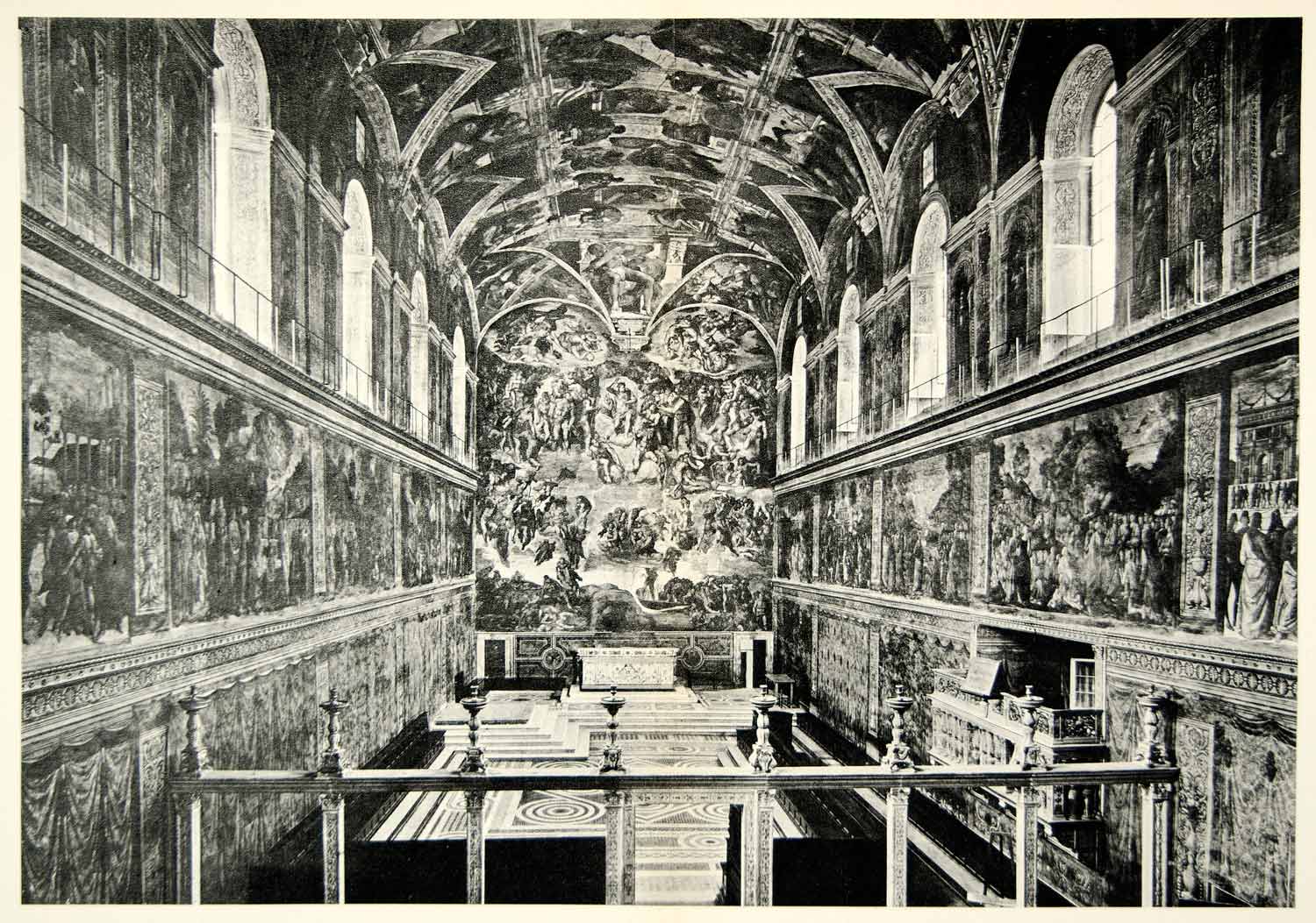 1963 Photogravure Sistine Chapel Michelangelo Historic Italian Landmark XAPA3