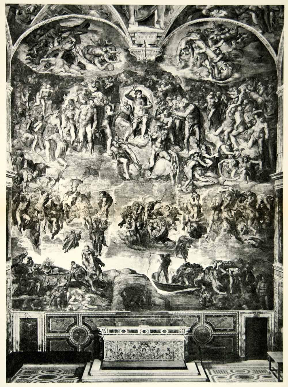 1963 Photogravure Sistine Chapel Michelangelo Last Judgment Fresco Hell XAPA3