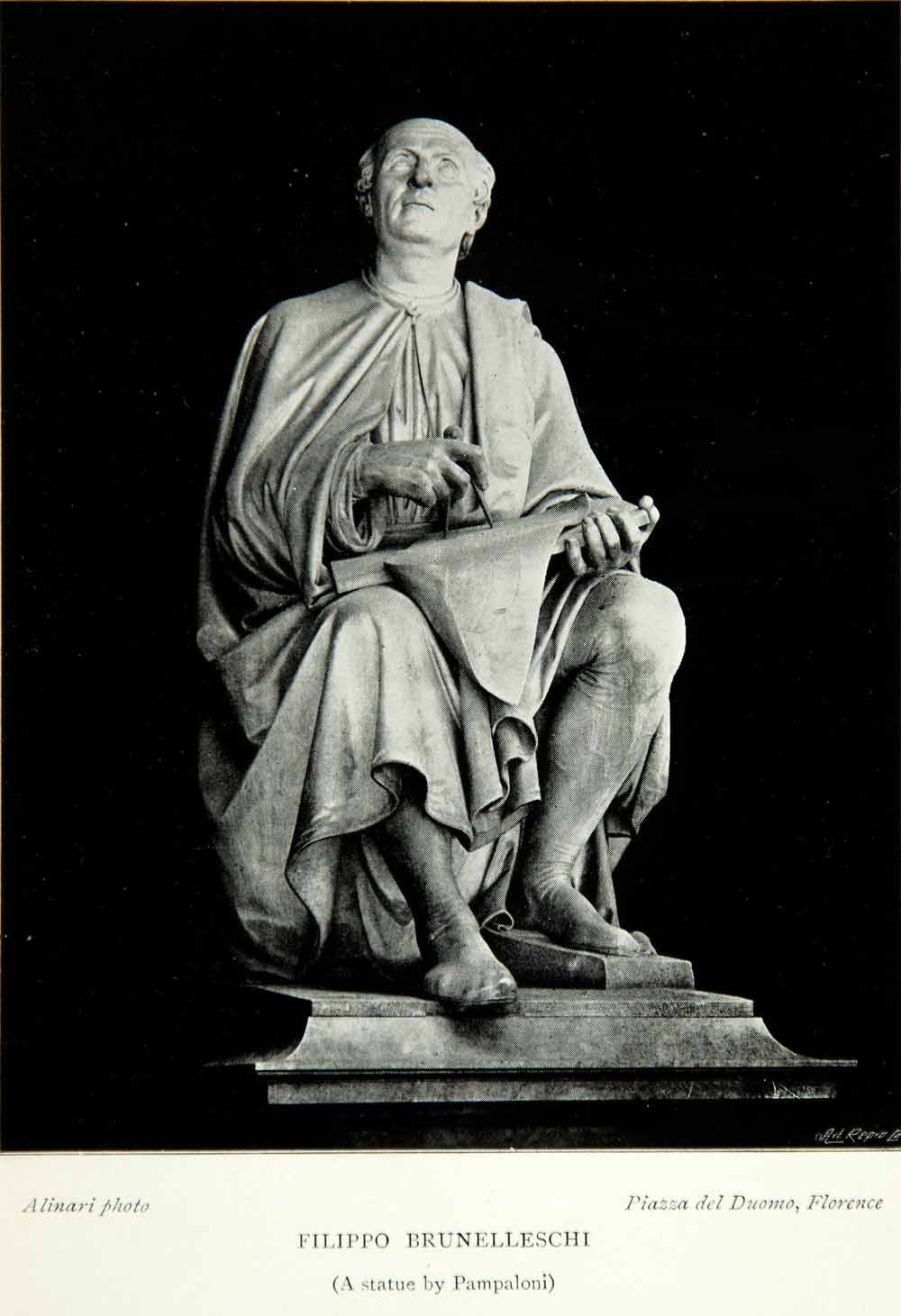 1901 Print Luigi Pampaloni Statue Filippo Brunelleschi Neoclassical XAPA4