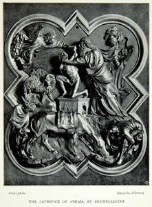 1901 Print Filippo Brunelleschi Sacrifice Isaac Wood Carving