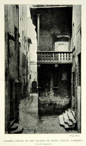 1901 Print Giorgio Vasaris Loggia Palazzo di Parte Guelfa Florence Italy XAPA4