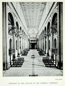 1901 Print Basilica San Lorenzo Renaissance Architecture Florence Italy XAPA4
