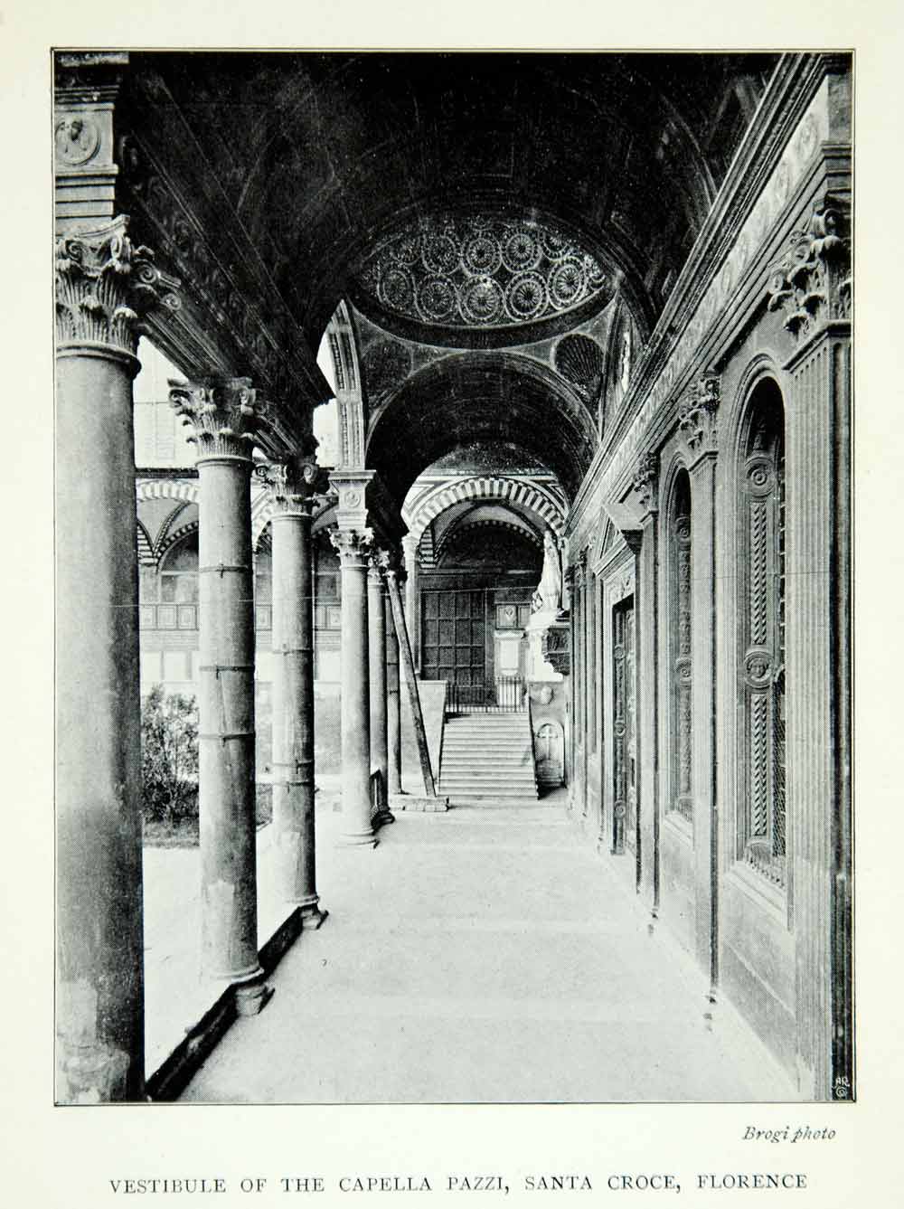 1901 Print Vestibule Cappella Pazzi Chapel Basilica Santa Croce Florence XAPA4