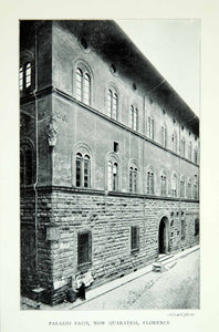 1901 Print Palazzo Pazzi-Quaratesi Florence Tuscany Italy Europe XAPA4