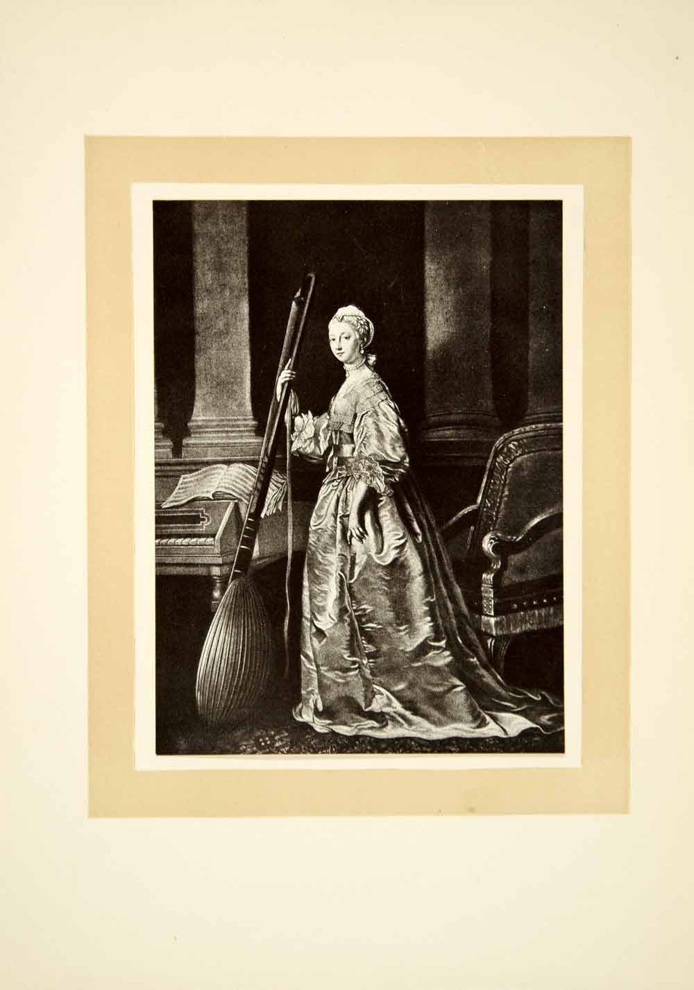 1910 Print Allan Ramsay Art Lady Mary Coke Portrait Theorbo Musical XAPA6