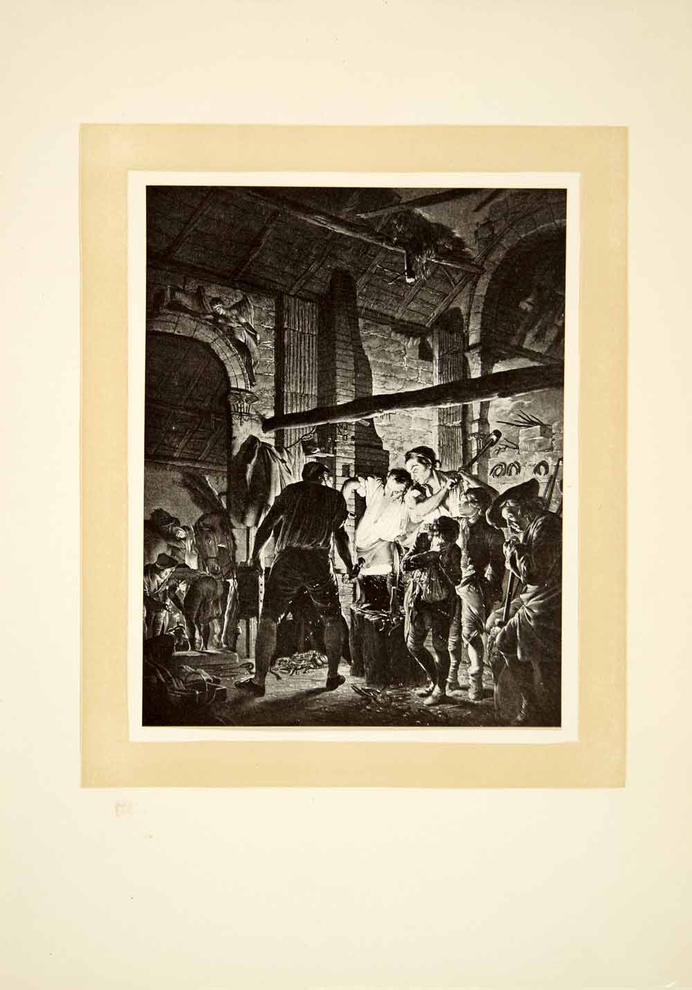 1910 Print Joseph Wright Derby Art Blacksmiths Shop Portrait Chiaroscuro XAPA6