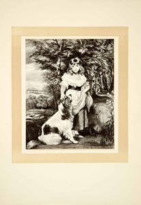 1910 Print Sir Joshua Reynolds Art Miss Frances Harris Portrait Child Dog XAPA6