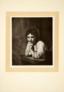 1910 Print Rembrandt Van Rijn Baroque Art Peasant Young Girl Windowsill XAPA6