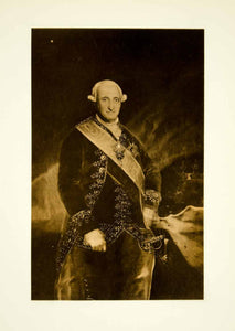 1922 Photogravure Francisco Goya Art King Charles IV Spain Portrait XAPA8 - Period Paper
