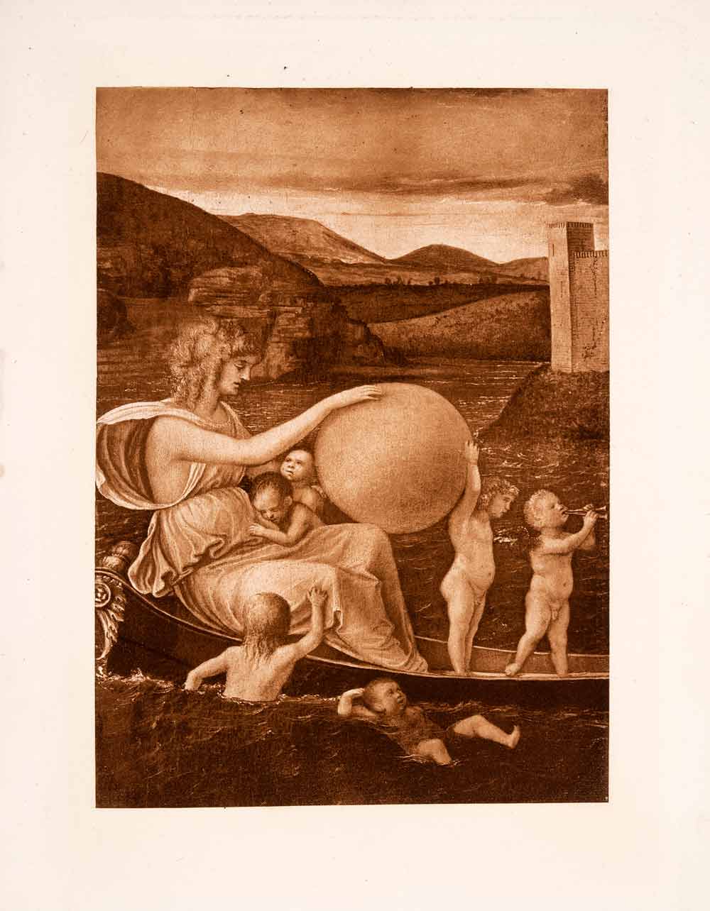 1897 Photogravure Giovanni Bellini Mythological Art Nude Venus Children XAQ2